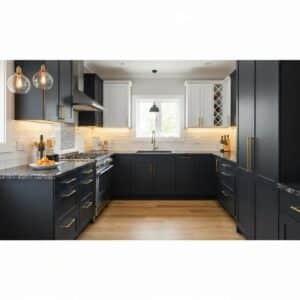 Stylish modern kitchen with affordable cabinets showcasing quality design and organization