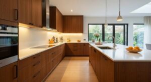 A stylish, modern kitchen featuring beautifully installed cabinetry and a welcoming ambiance