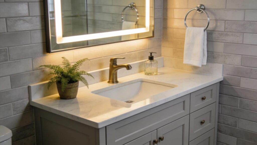 Modern bathroom vanity installation showcasing style and functionality