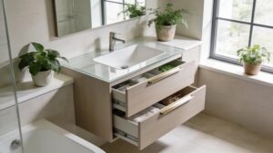 Modern bathroom vanity with sleek design and elegant finishes