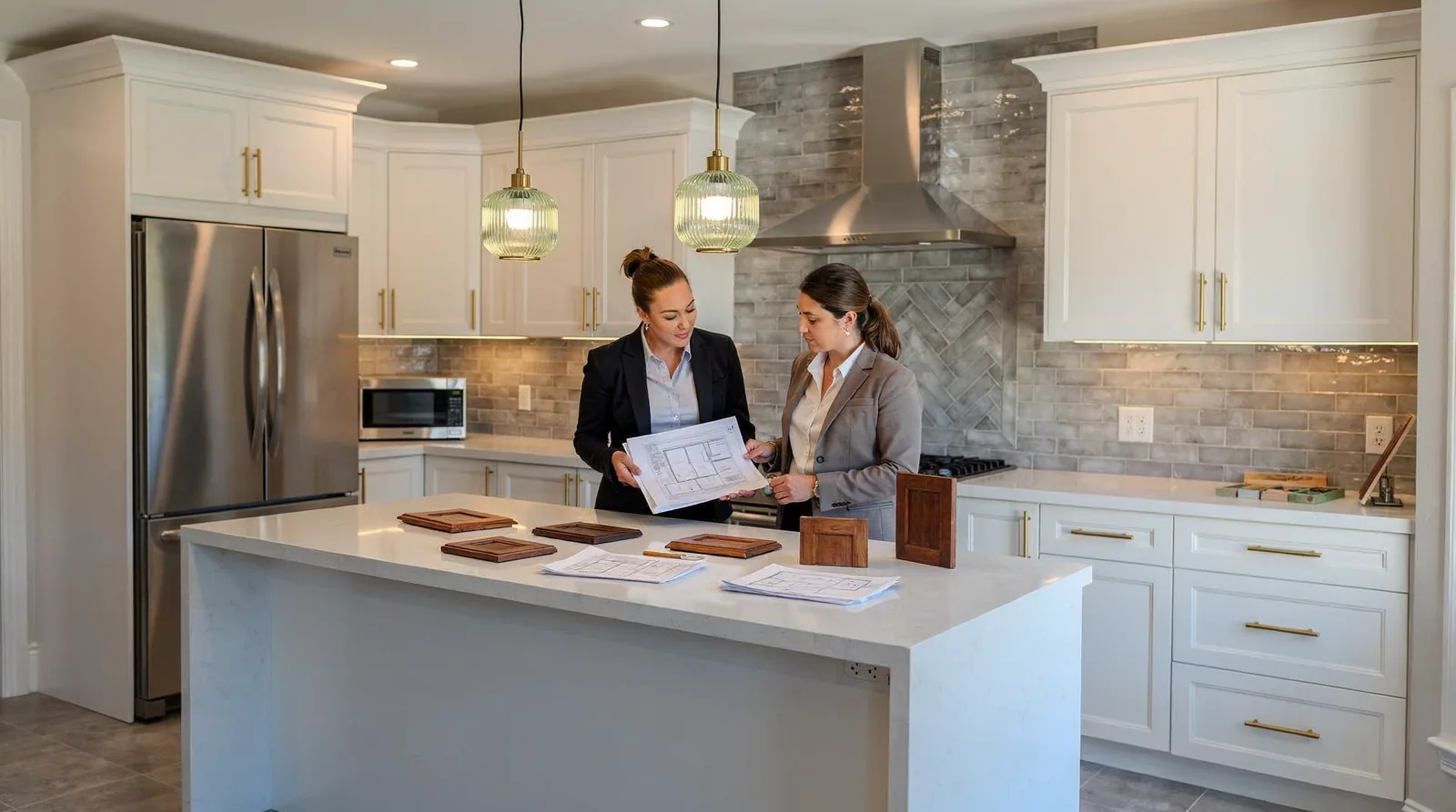 Buying wholesale-style cabinetry helps trim markups and shortens production times compared to traditional retail channels