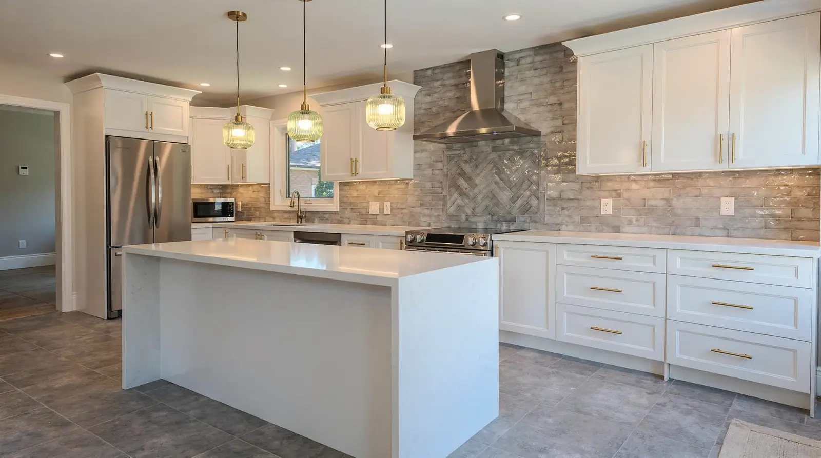 A Wood & White High-Gloss Kitchen package is available for $5,472, delivered and installed