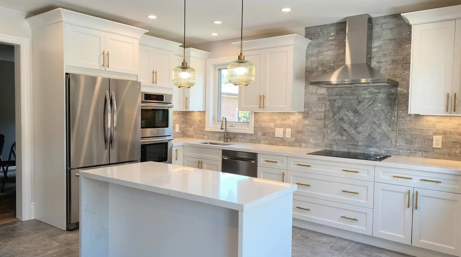 A Wood & White High-Gloss Kitchen package is available for $5,472, delivered and installed