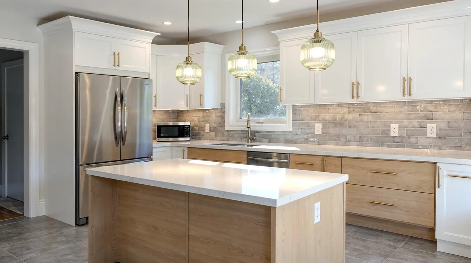 The Wood & White High-Gloss Kitchen package is available for $5,472, delivered and installed