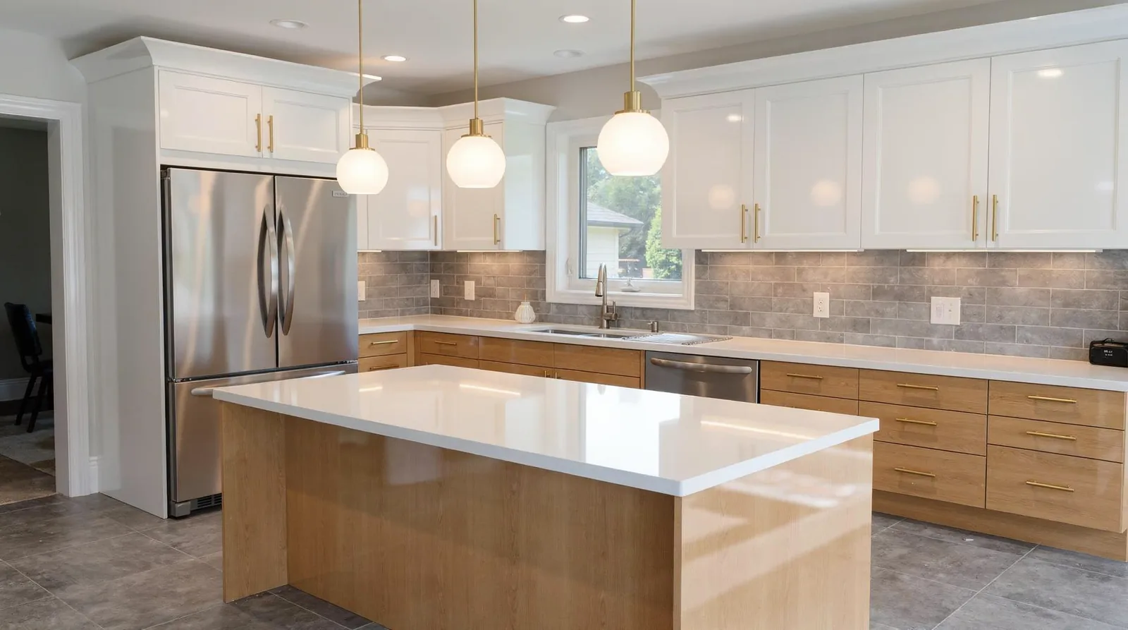 The Wood & White High-Gloss Kitchen package, priced at $5,472 delivered and installed, gives homeowners